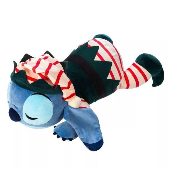Cudleezz Stitch Disney Christmas Elf Sleeping Plush Stripe 24" Large Soft - Picture 1 of 11